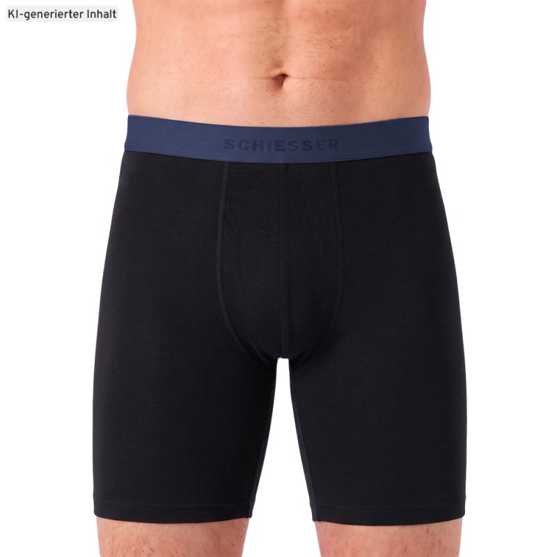 Schiesser_3-er Set_Trunks_Schwarz_mit_verschiedenfarbigem_Webbund