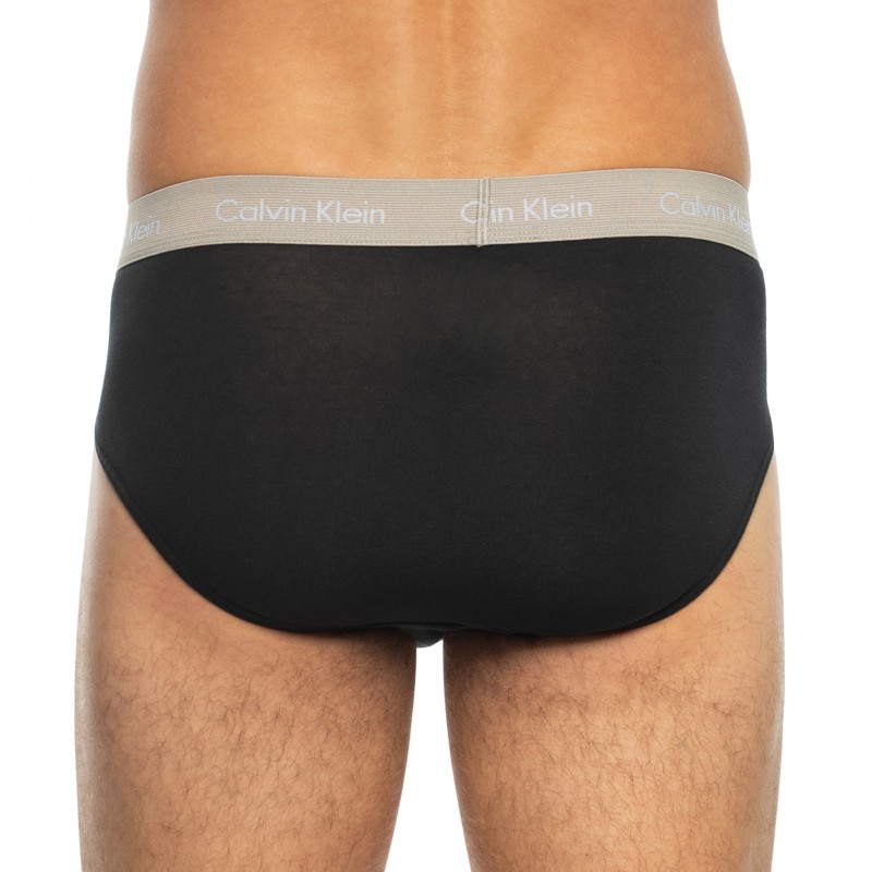 Calvin Klein_3-er Set_Slips_Schwarz_mitverschiedenfarbigemWebbund