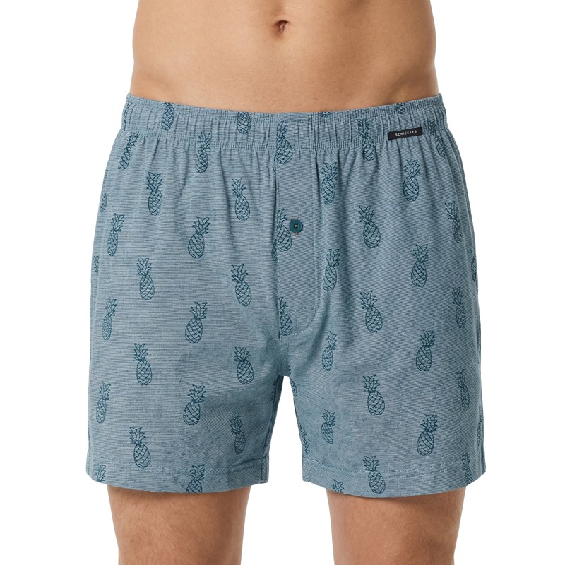Schiesser_Boxershorts_Grau_mit_Ananasmotiv_Schwarz