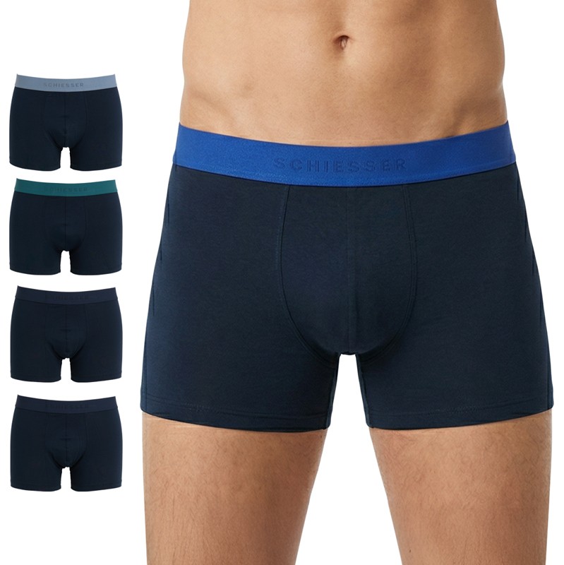 Schiesser 5-er Set Trunks Schwarz mit mehrfarbigen Webbund günstig online kaufen