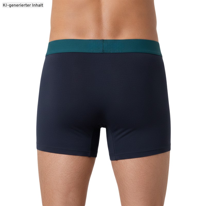 Schiesser_5-er Set_Shorts_Dunkelblau_mit_mehrfarbigen_Webbund