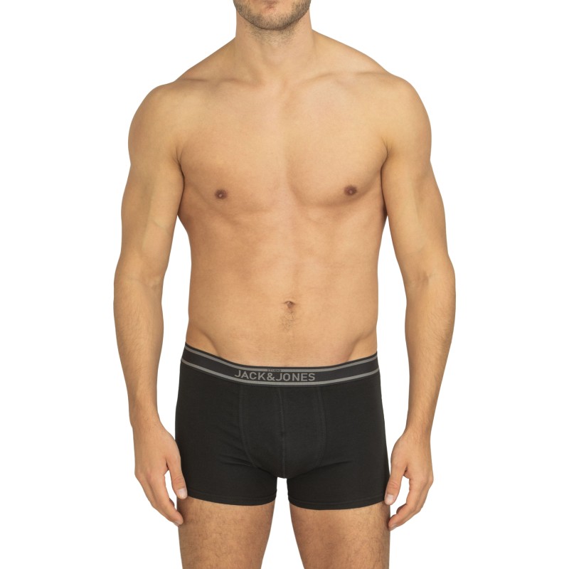 Jack & Jones 5-er Set Trunks Schwarz, Grau & Blau mit verschiedenfarbigen Webbund