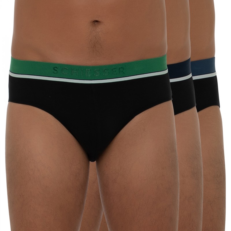 Boxerman_Herrenunterwäsche_Boxershorts_Schiesser_3-er Set_Slips_Schwarz