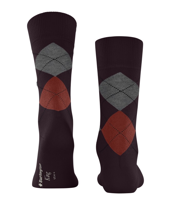 Burlington_Socken_Dunkelrot_mitArgyle-Muster