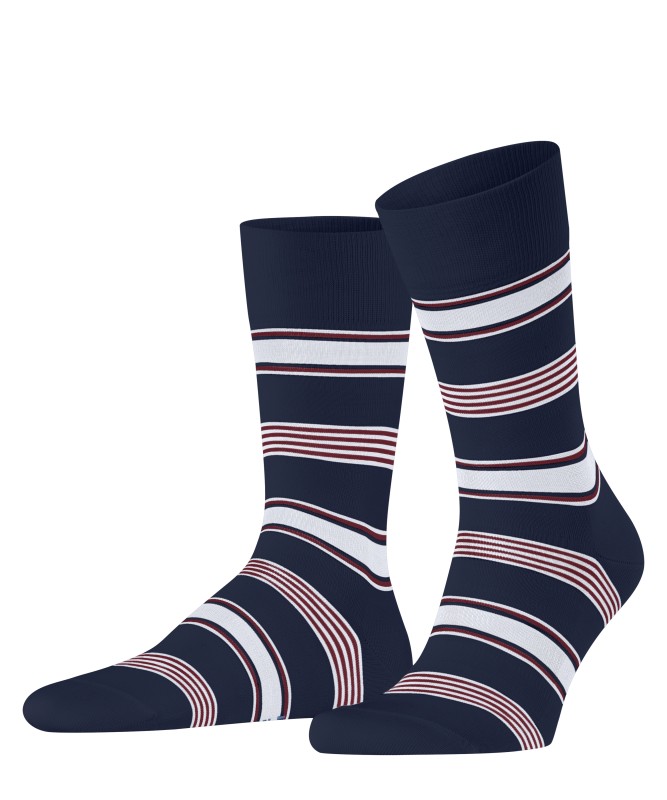 Falke_Socken_Plage_Dunkelblau_rot_weiß_gestreift