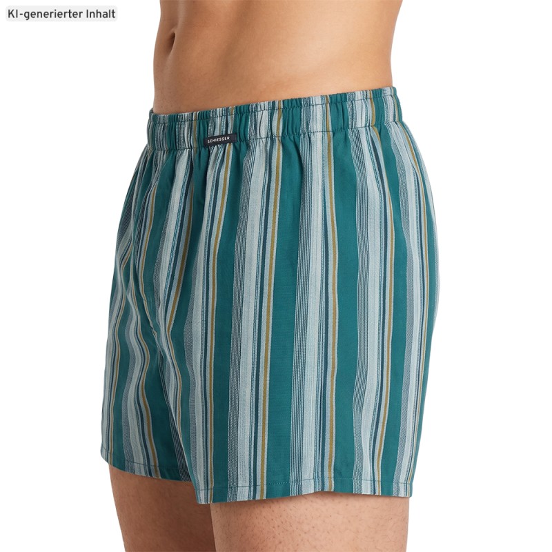 Schiesser_Boxershorts_Grün_Blau_gestreift_Blaugrau