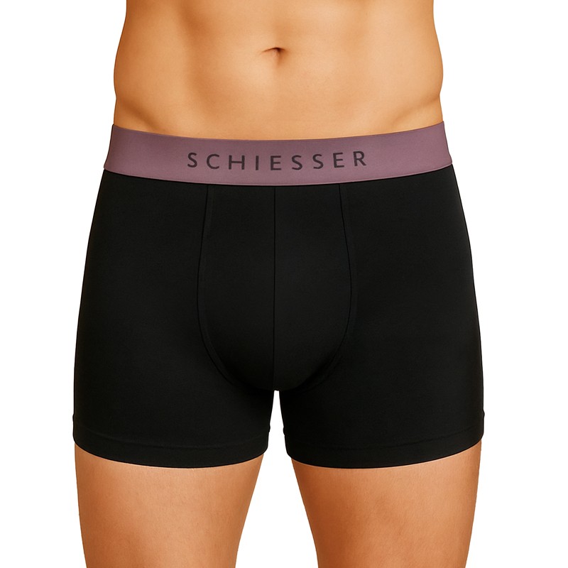 Schiesser_2-erSet_Trunks_Schwarz_mit_verschiedenfarbigem_Webbund