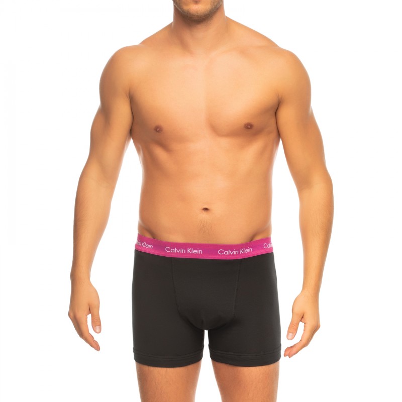 CalvinKlein_3-erSet_Trunks_Schwarz_mitverschiedenfarbigemWebbund
