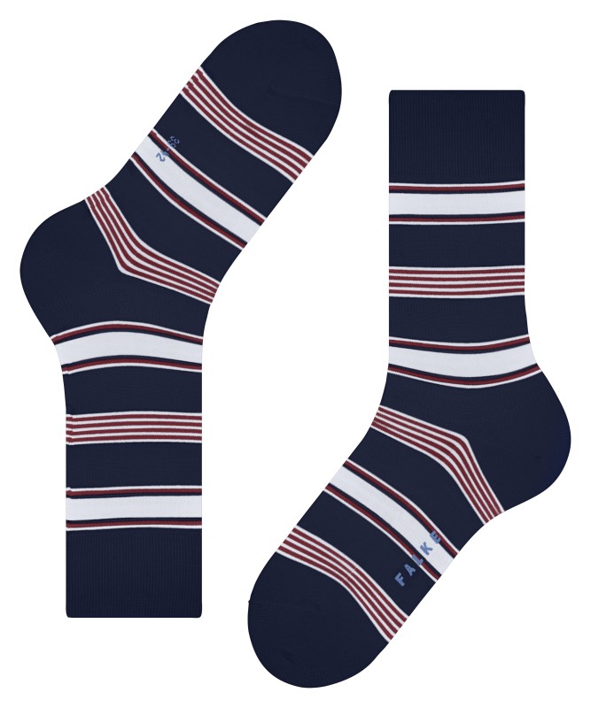 Falke_Socken_Plage_Dunkelblau_rot_weiß_gestreift