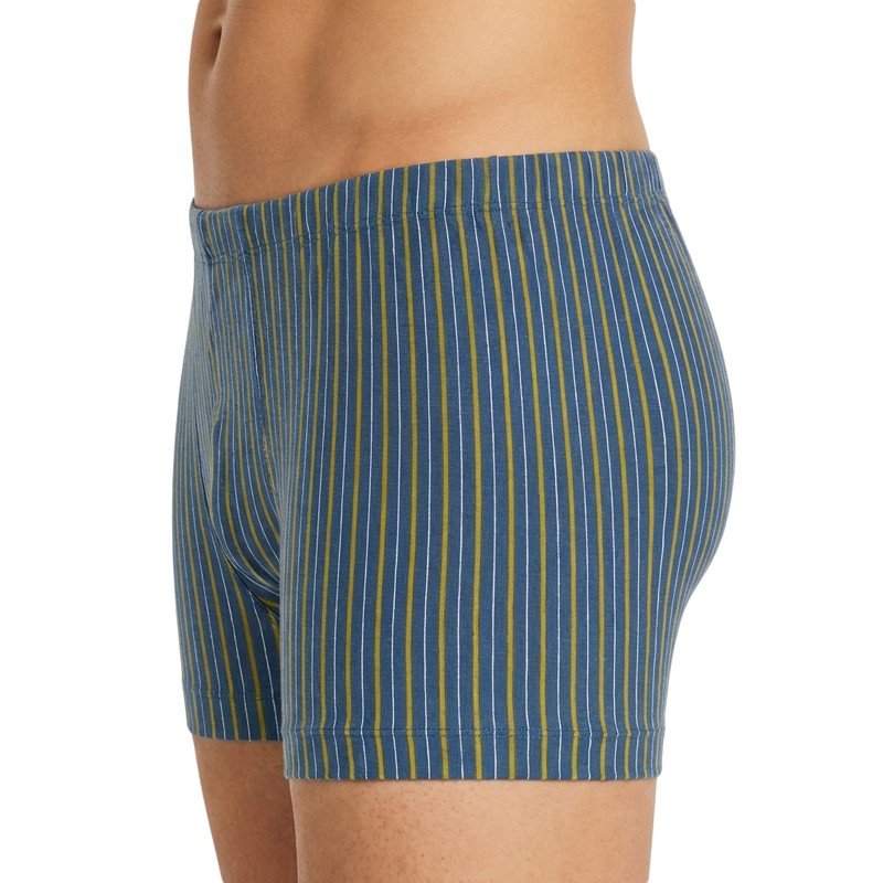 Schiesser_2-er Set_Shorts_Blau_Gelb_gestreift_Dunkelblau