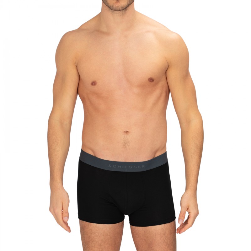 Schiesser_3-erSet_Trunks_Schwarz_mitverschiedenfarbigemWebbund