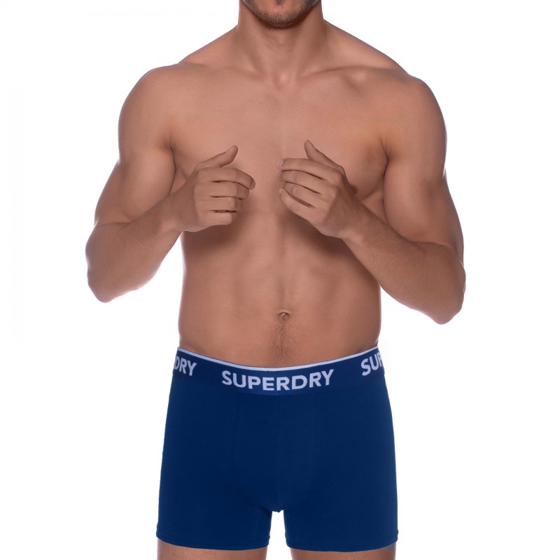 Boxerman_Herrenunterwäsche_Boxershorts_Superdry_2-er Set_Trunks_Blau Grau Schwarz