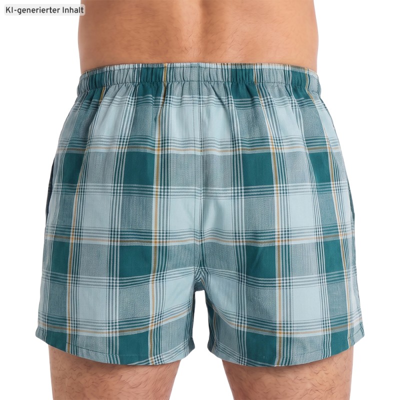 Schiesser_Boxershorts_Hellblau_Grün_kariert_Dunkelblau