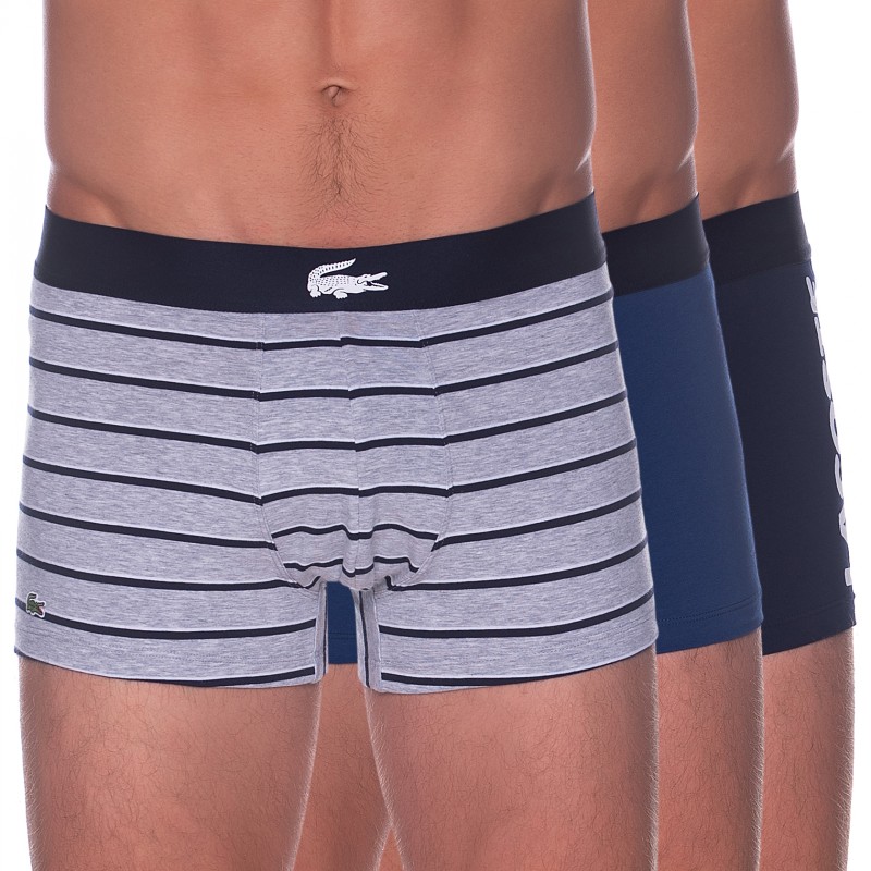 Boxerman_Boxershorts_Herrenunterwäsche_Retroshorts_Lacoste_3-er Set_Trunks_Blau Grau