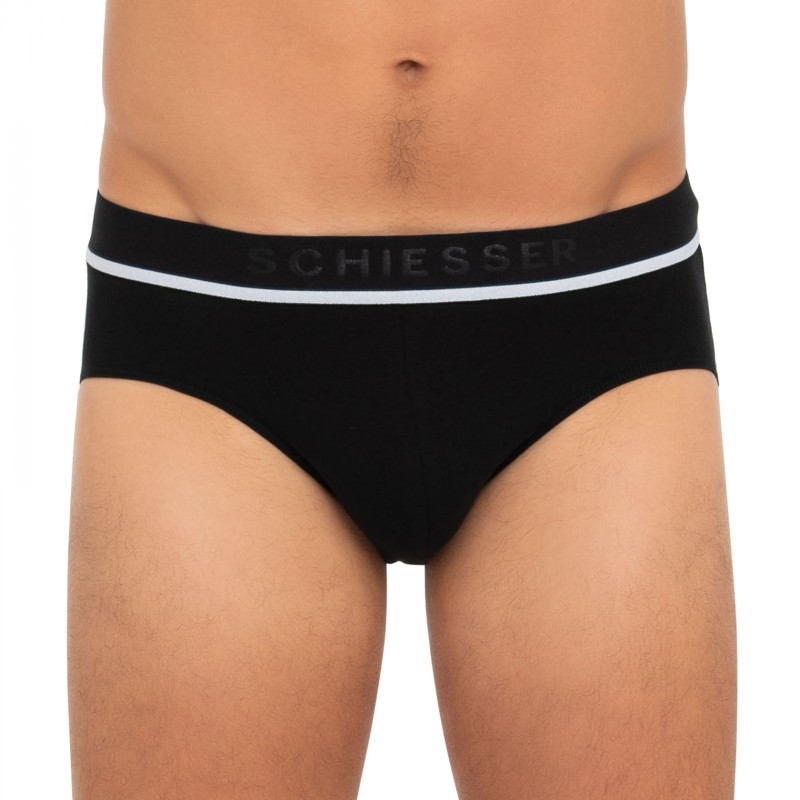 Schiesser_3-er Set_Slips_Grau Dunkelblau & Schwarz