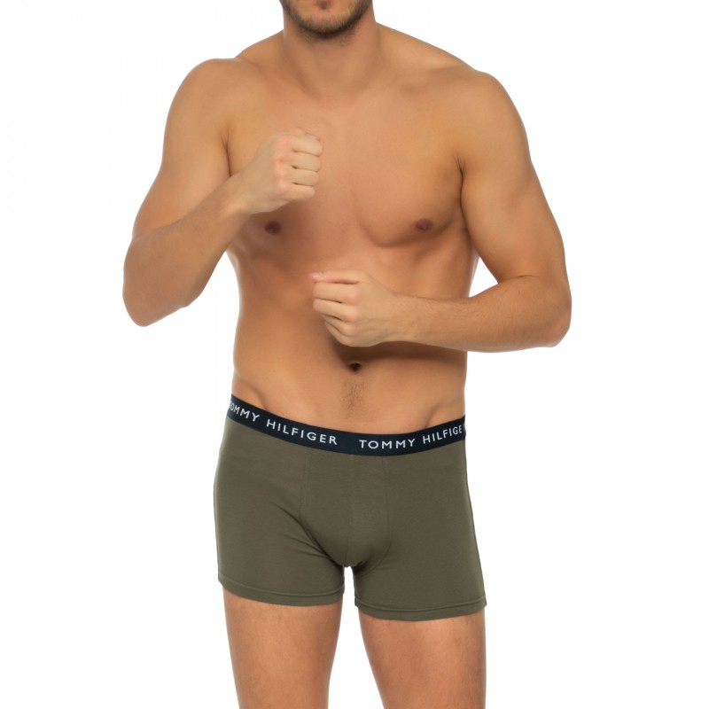 Boxerman_Herrenunterwäsche_Boxershorts_Tommy Hilfiger_3-er Set_Trunks_Dunkelblau Türkis & Olivgrün