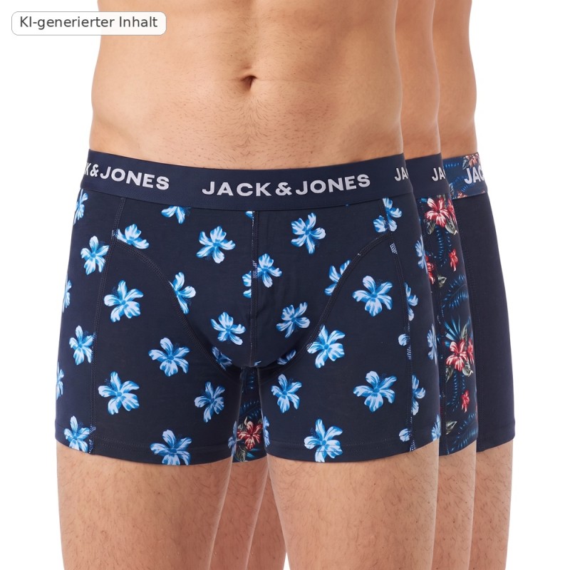 Jack & Jones 3-er Set Trunks Dunkelblau verschiedene Muster