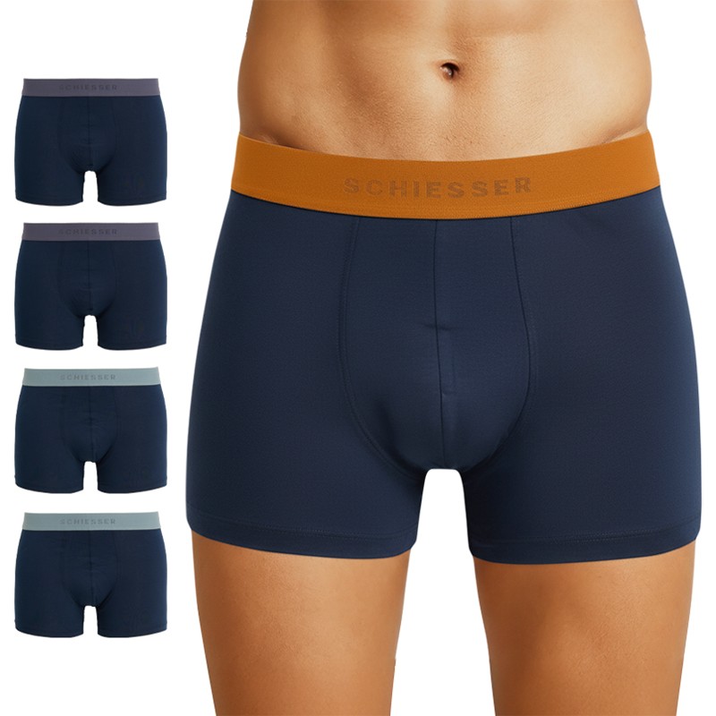 Schiesser 5-er Set Trunks Dunkelblau mit verschiedenfarbigem Webbund günstig online kaufen