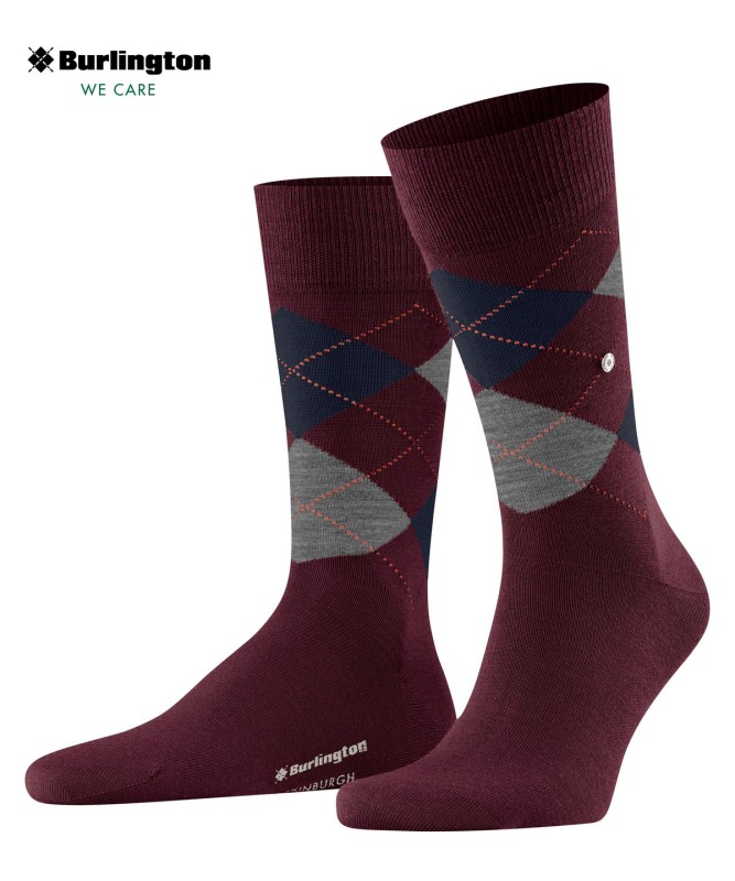 Burlington Socken Weinrot mit Argyle-Muster günstig online kaufen
