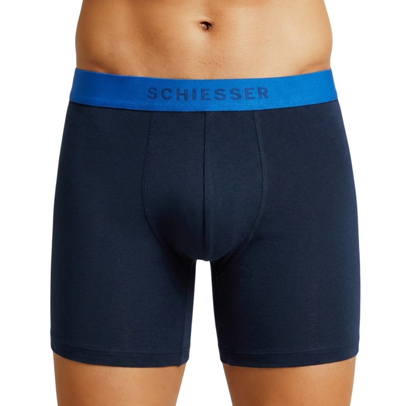 Schiesser_2-erSet_Trunks_Dunkelblau_mit_verschiedenfarbigem_Webbund