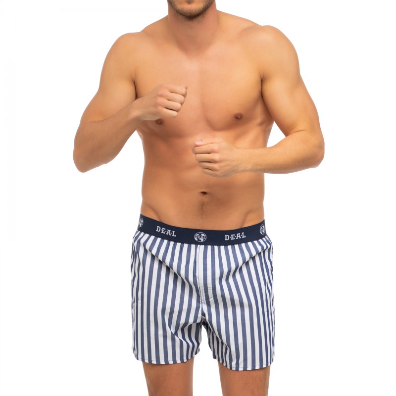 Boxerman_Herrenunterwäsche_D.E.A.L International_Boxershorts_Logobund_Blau gestreift