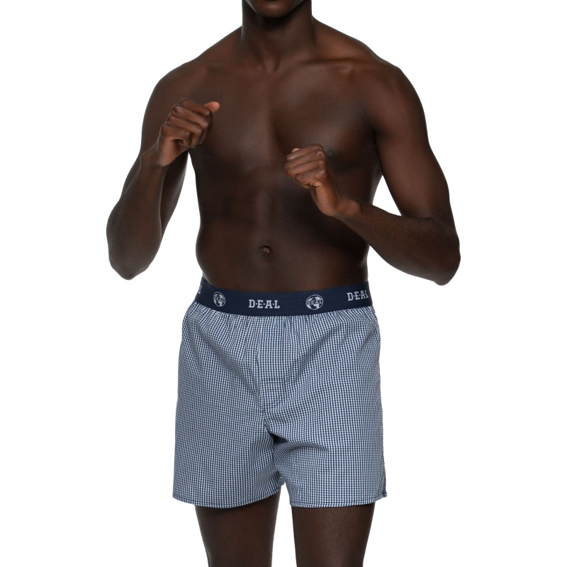 Boxerman_Herrenunterwäsche_D.E.A.L International_Boxershorts_Logobund_Blau kariert