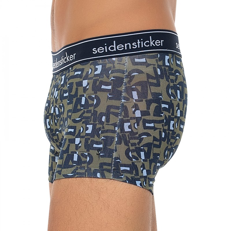 Boxerman_Herrenunterwäsche_Boxershorts_Seidensticker_3-er Set_Trunks_Gestreift Khaki & Gemustert