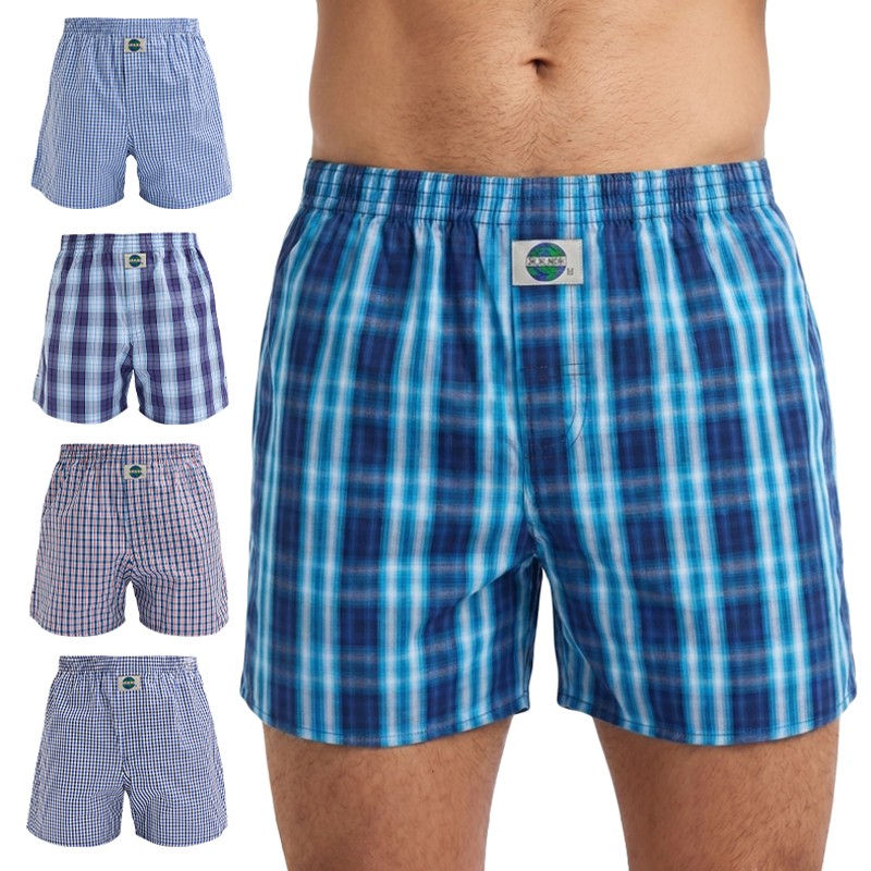 D.E.A.L. International 5-er Set Boxershorts kariert Blautöne