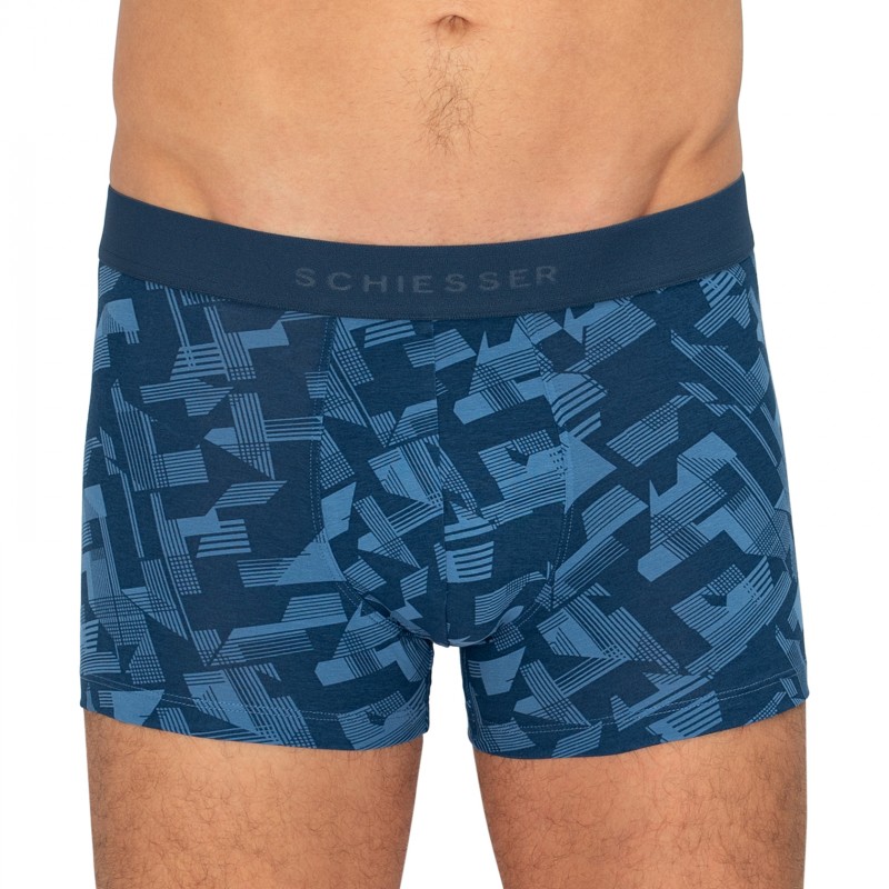 Schiesser_3-erSet_Trunks_Dunkelblau&Blau_gemustert