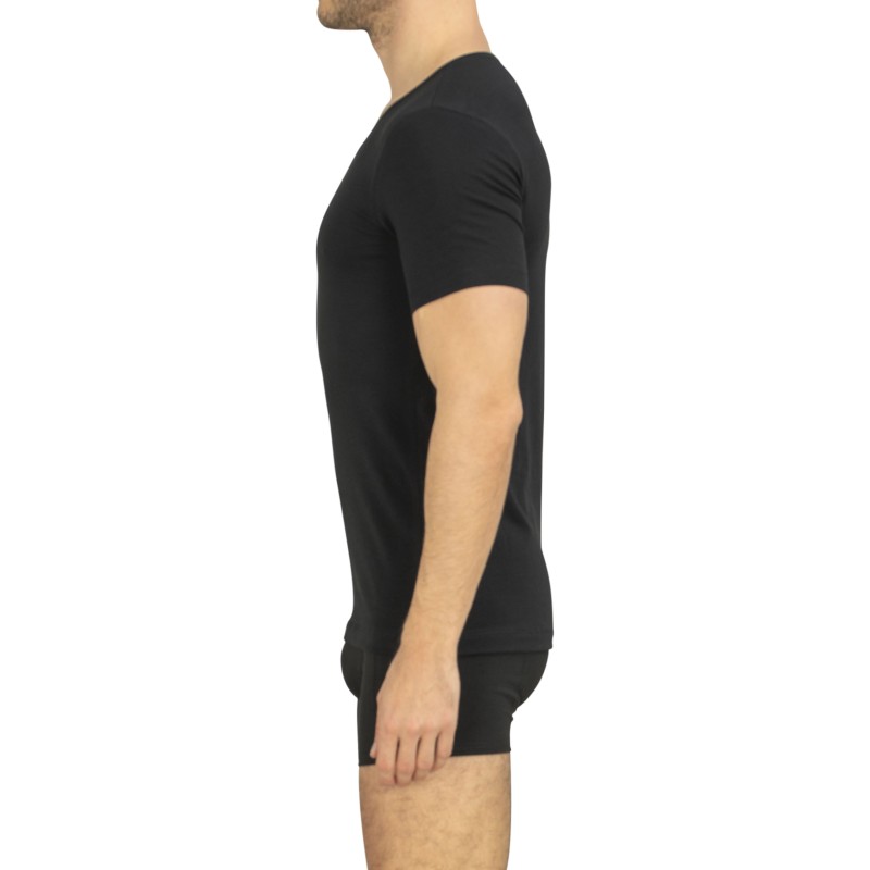 Schiesser_2-er_Set_T-Shirt_Schwarz_V_Neck