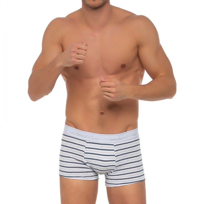 Boxerman_Herrenunterwäsche_Boxershorts_Seidensticker_3-er Set_Trunks_Gestreift Khaki & Gemustert