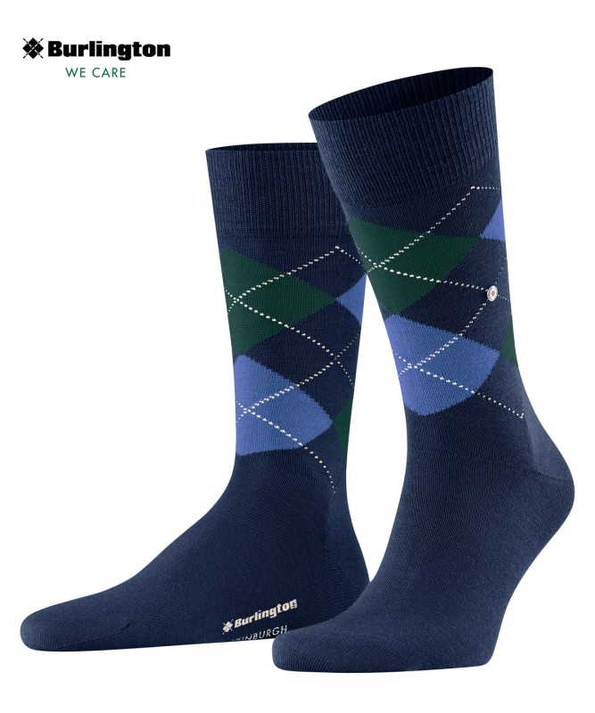 Burlington_Socken_Dunkelblau_mitArgyle-Muster