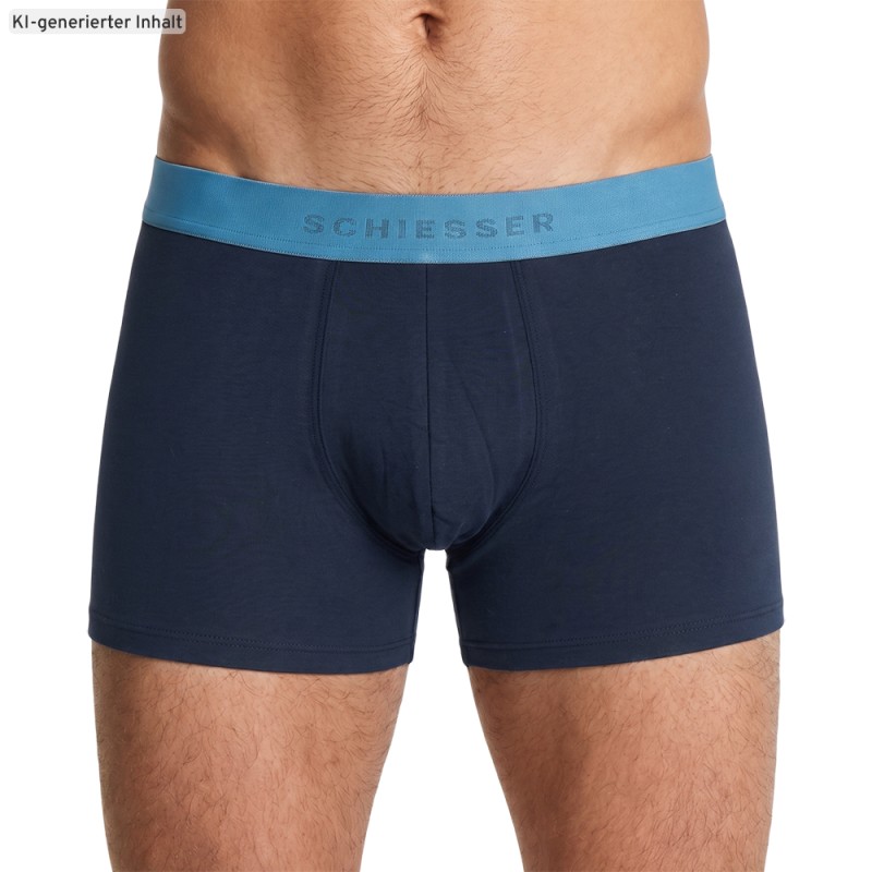Schiesser_3-er Set_Shorts_Dunkelblau_mit_mehrfarbigen_Webbund