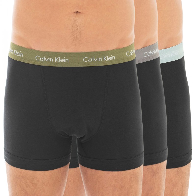 CalvinKlein_3-erSet_Trunks_Schwarz_mitverschiedenfarbigemWebbund