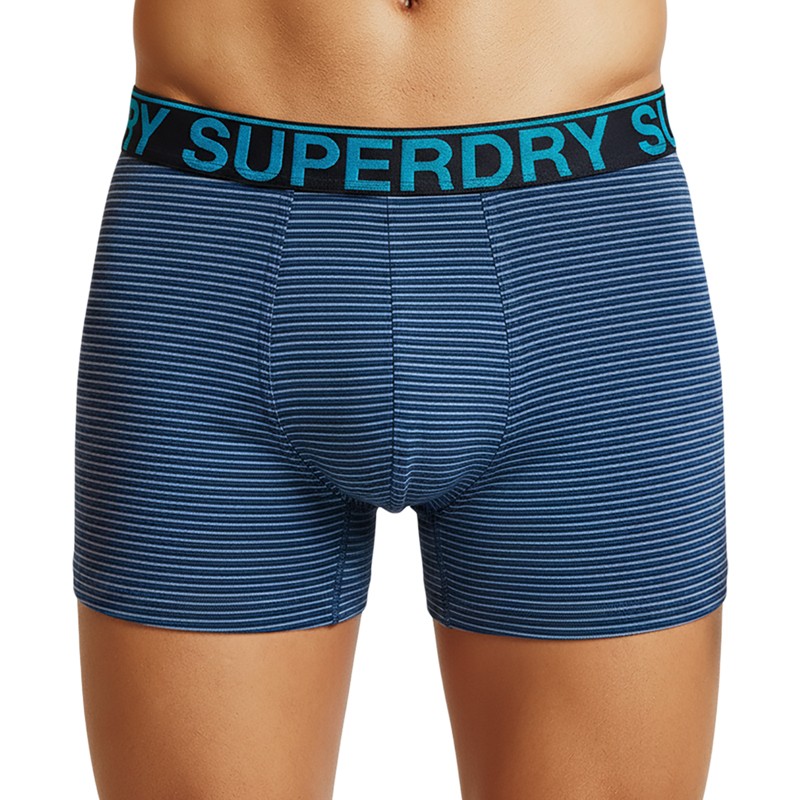 Superdry 3-er Set Trunks Dunkelblau, Blau-Weiß gestreift & Grau
