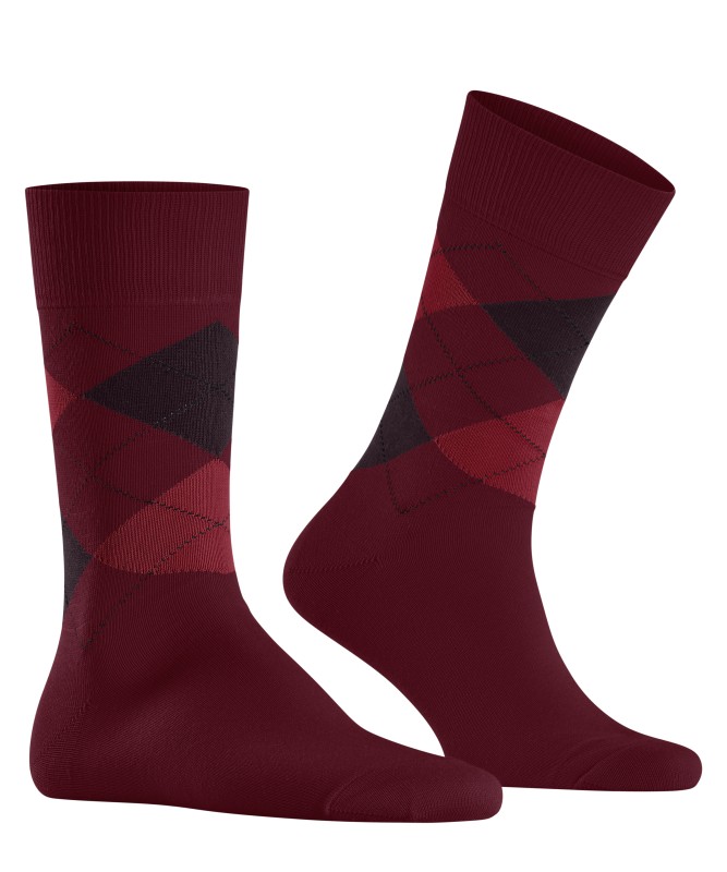 Burlington_Socken_Rot_mitArgyle-Muster