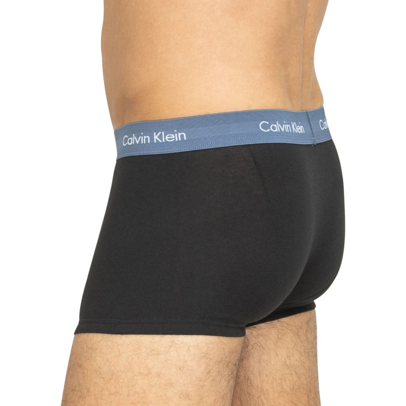 Calvin Klein 3-er Set Low Rise Trunks in Schwarz mit verschiedenfarbigem Webbund