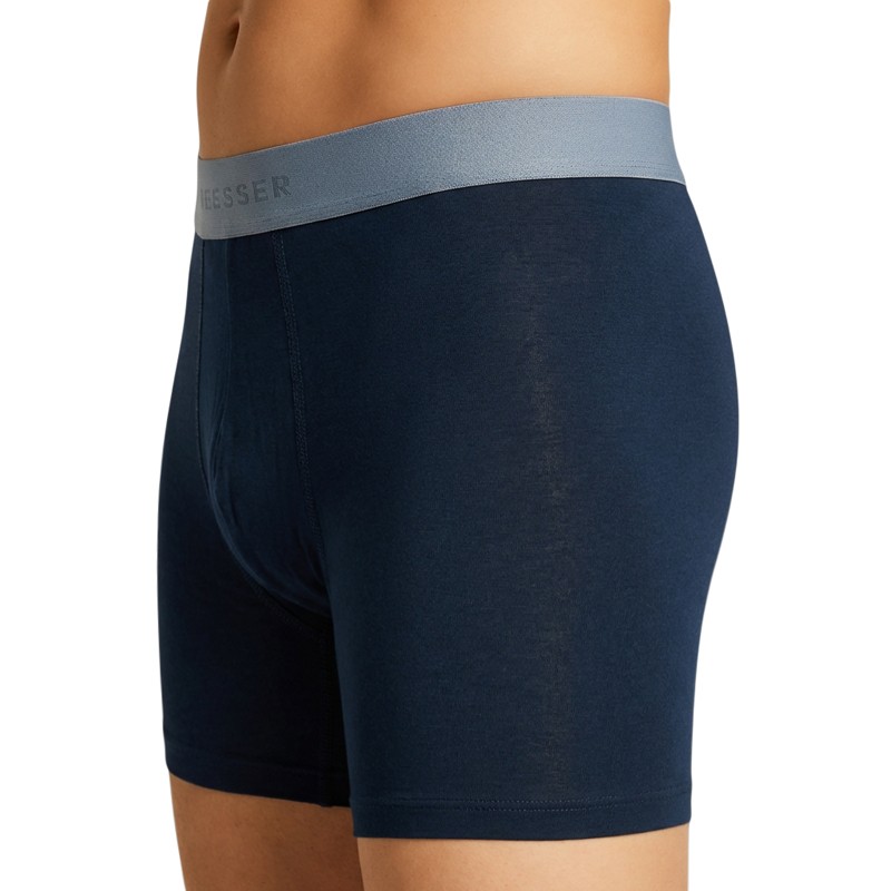 Schiesser_2-erSet_Trunks_Dunkelblau_mit_verschiedenfarbigem_Webbund