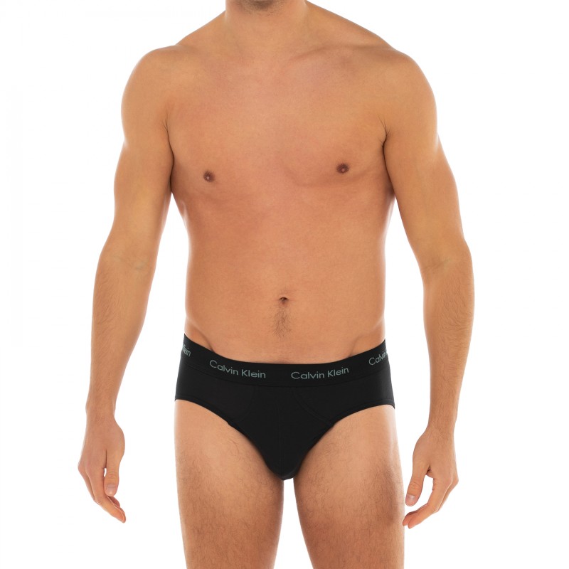 CalvinKlein_3-erSet_HipBriefs_Schwarz_mitverschiedenfarbigemWebbund
