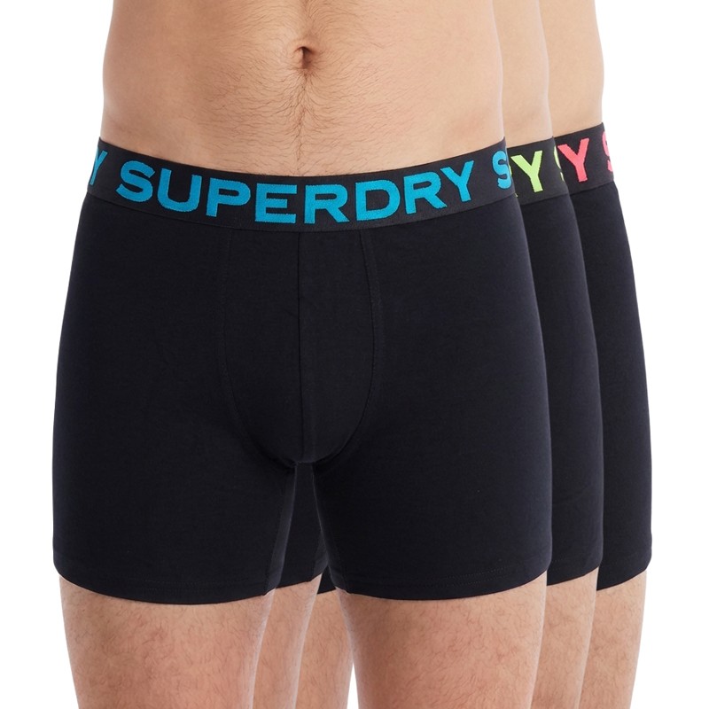 Superdry_3-erSet_Trunks_Schwarz_bunteLogos