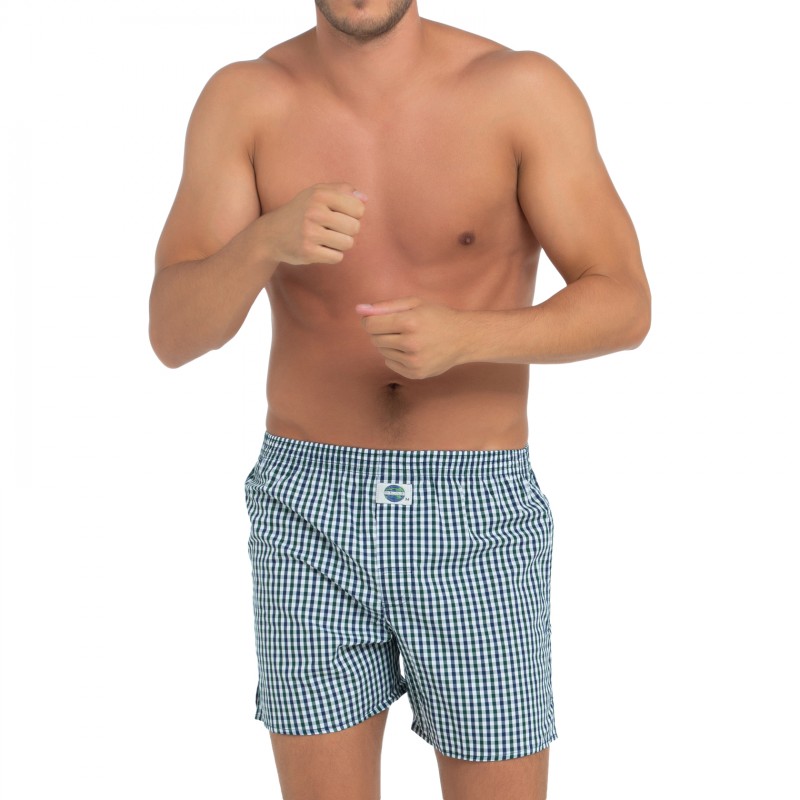 D.E.A.L_International_Boxershorts_Blau,Grün&Weiß_kariert