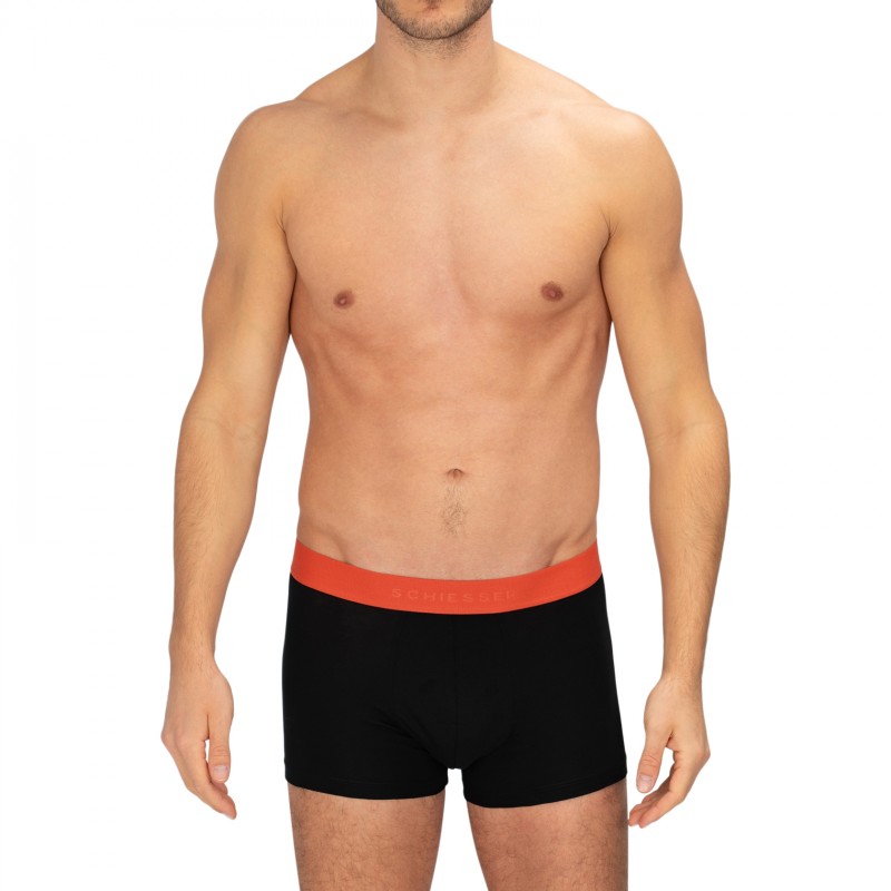 Schiesser_3-erSet_Trunks_Schwarz_mitverschiedenfarbigemWebbund