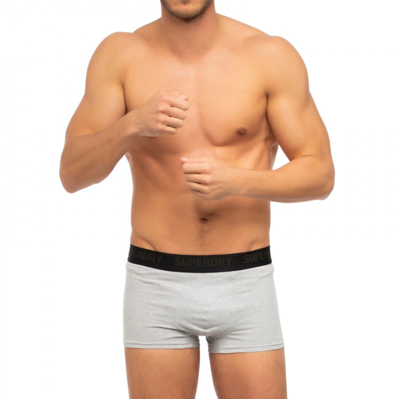 Boxerman_Herrenunterwäsche_Boxershorts_Superdry_3-er Set_Trunks_Schwarz Grün & Grau