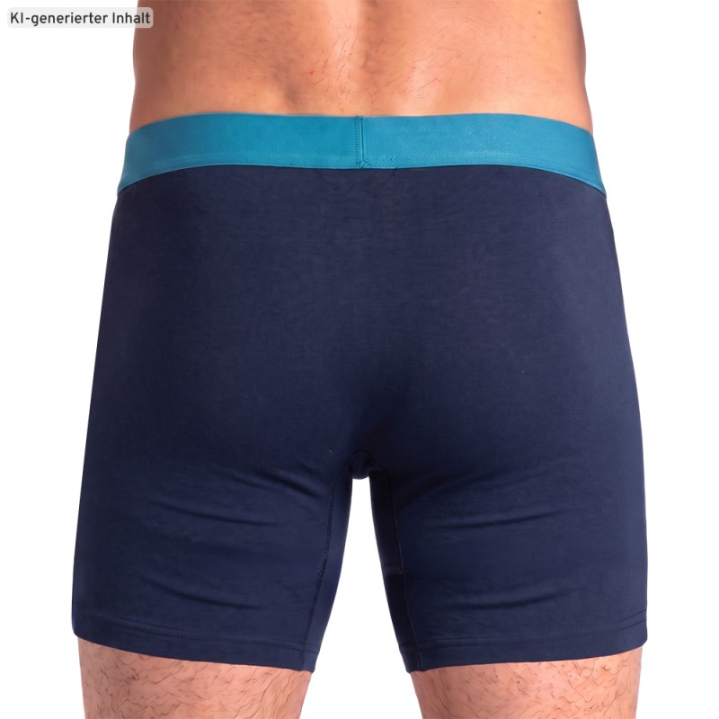 Schiesser_3-er Set_Shorts_Dunkelblau_mit_mehrfarbigen_Webbund