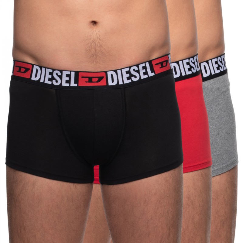 Boxerman_Herrenunterwäsche_Boxershorts_Diesel_3-er Set_Trunks_Schwarz Grau & Rot