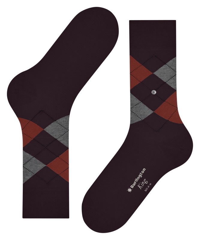Burlington_Socken_Dunkelrot_mitArgyle-Muster