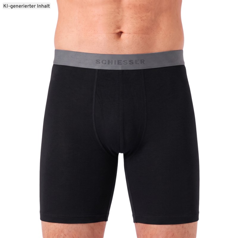 Schiesser_3-er Set_Trunks_Schwarz_mit_verschiedenfarbigem_Webbund