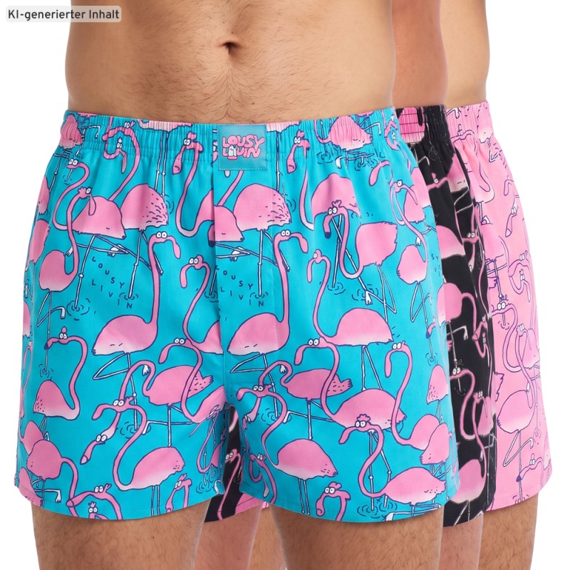 LousyLivin_3-erSet_Boxershorts_Flamingo