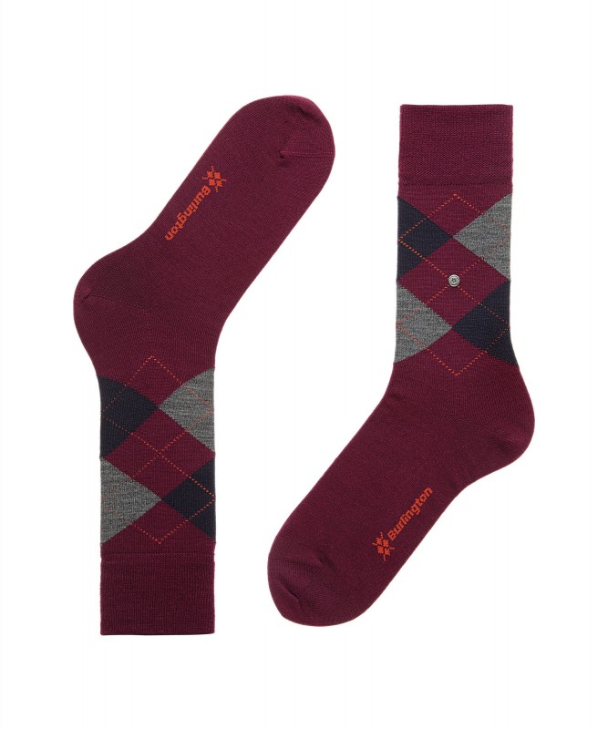 Burlington_Socken_Bordeaux Rot_Argyle-Muster