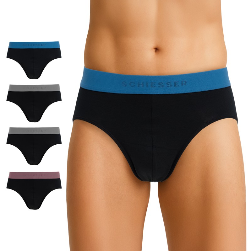 Schiesser 5-er Set Slips Schwarz mit verschiedenfarbigen Webbund günstig online kaufen